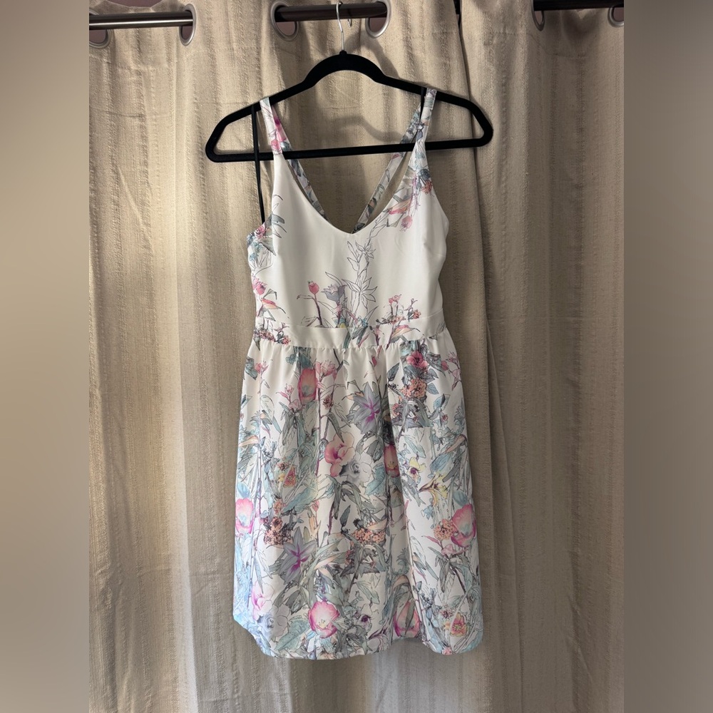 NWT white floral mini dress with razor back